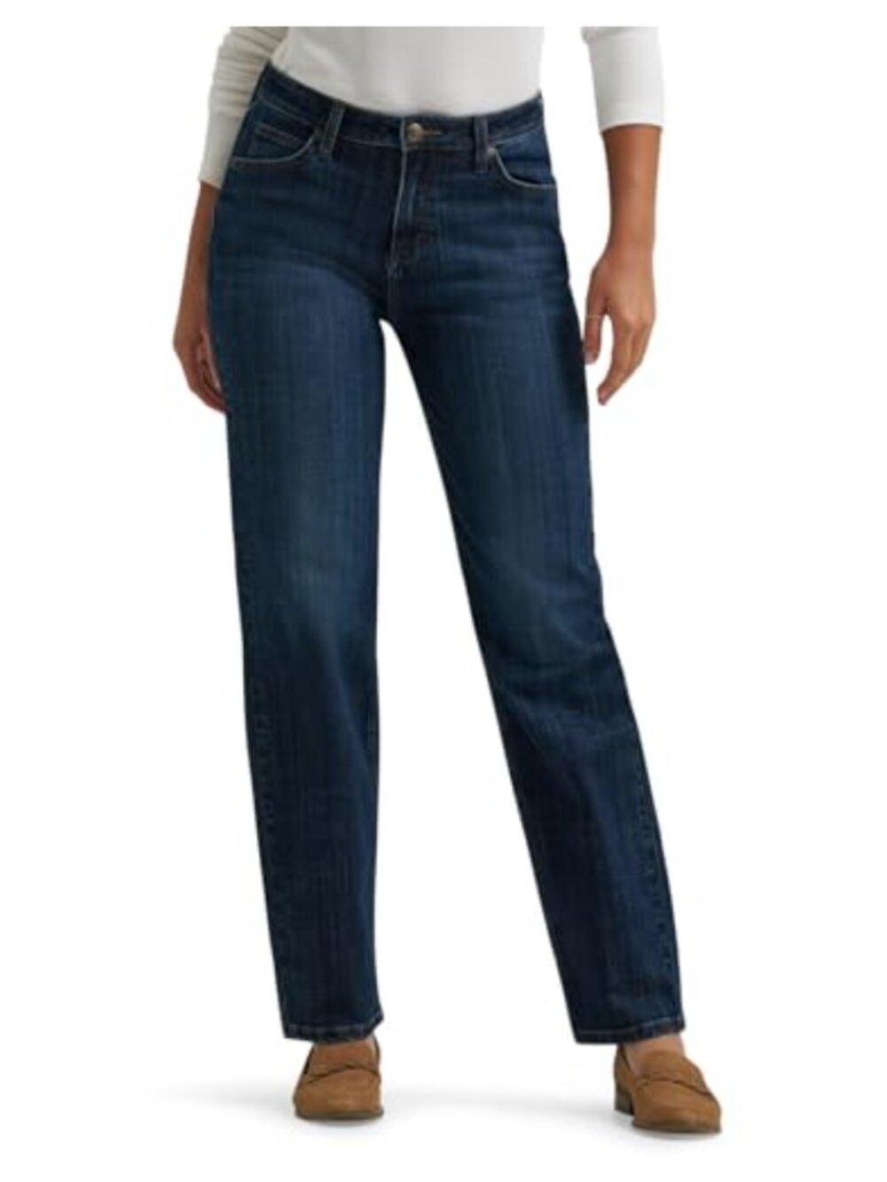 Lee Relaxed Straight Leg Mid Rise Jeans Stretch Cotton Casual